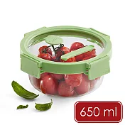 《LEKUE》圓形可微波玻璃密封保鮮盒(嫩綠650ml) | 可微波便當盒 收納盒 環保餐盒