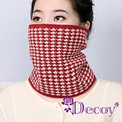【Decoy】時尚千鳥格 雙層加厚針織百搭圍脖套/顏色可選 酒紅