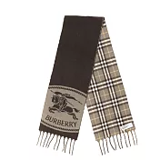 BURBERRY 騎士印花雙面用喀什米爾圍巾- (咖啡)