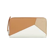 LOEWE Puzzle 拼圖小牛皮ㄇ形拉鍊長夾 (暖沙色/紙藝白)