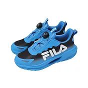 Fila 慢跑鞋 J424A 中大童 小朋友 藍 黑 旋鈕 運動鞋 斐樂 2J424A301