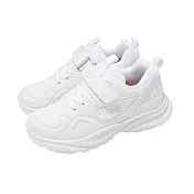 Fila 慢跑鞋 J414A 中大童 小朋友 白 魔鬼氈 運動鞋 斐樂 3J414A111