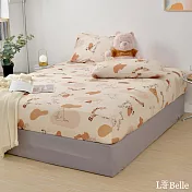 [超值組合]義大利La Belle《Disney-維尼懶洋洋》雙人海島針織床包枕套組+大容量洗衣袋1入