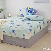 [超值組合]義大利La Belle《Disney-星際寶貝史迪奇》雙人海島針織床包枕套組+大容量洗衣袋1入