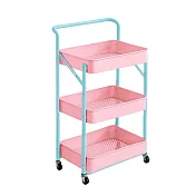【收納職人】日式簡約多功能免組裝可折疊三層收納推車_5色任選 芭樂粉拚色
