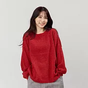 好我_Melissa彩點圓領寬版針織毛衣 FREE 蘋果紅