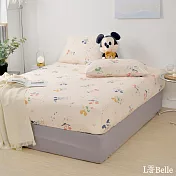 [超值組合]義大利La Belle《Disney-彩虹米奇》加大海島針織床包枕套組+大容量洗衣袋1入