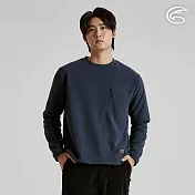 ADISI 男Hollow環保紗保暖快乾圓領上衣 AL2521074 ｜山形刷毛 速乾 吸濕排汗 M 深藍