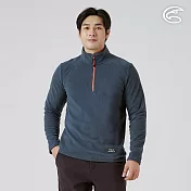 ADISI 男Super Soft抗起球半門襟保暖衣 AL2521078｜雙面刷毛 抗靜電 快乾 吸濕排汗 S 深藍