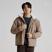 ADISI 男雙面穿超撥水抗風保暖外套 AJ2521056｜防潑水 抗風 可收納帽 內裡羊羔絨 M 灰褐/耐久白