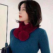 Seoul Show首爾秀 100%獺兔毛三管加厚圍脖真毛皮草圍巾  雙球 聖誕紅