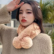 Seoul Show首爾秀 100%獺兔毛三管加厚圍脖真毛皮草圍巾  雙球 珊瑚粉