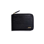 【Crocodile】鱷魚皮件 真皮皮夾 L型拉鍊短夾 薄款皮夾 4卡 植鞣革 Boston系列-0103-11705-網路獨賣款 墨水黑