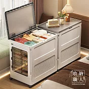 【收納職人】日式簡約超大容量可折疊翻蓋防塵收納櫃/收納推車/玩具置物箱_3款任選  灰蓋+透明門