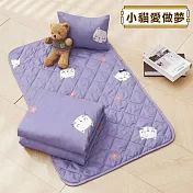 DF 童趣館 - 銀離子抗菌兒童三件式睡墊組 附提袋 - 多款可選 小貓愛做夢