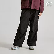 ADISI 女鬆緊褲頭超撥雙層內刷毛保暖寬褲 AP2521050｜內裡刷毛 超撥水 保暖長褲 S 碳黑