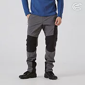 ADISI 男四面彈撥水耐磨拼接長褲 AP2521016｜防潑水 排汗快乾 彈性 機能褲 拼接褲 S 深灰/黑