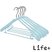 【Life+】北歐ins 乾濕兩用多功能防滑寬肩衣架15入/組_9色任選 藍色