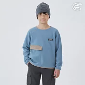 ADISI 童Super Soft抗起球寬鬆版圓領保暖衣 AL2521080｜雙面刷毛 抗靜電 快乾 吸濕排汗 140 海霧藍