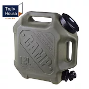 【Truly House】極致軍風12L大容量儲水桶 /水桶/露營/野餐/飲水/茶水桶(三色任選) 軍綠