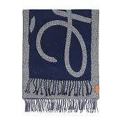 LOEWE Anagram 大標誌羊毛及羊絨圍巾 (藍色/灰色)