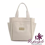 【iSPurple】復古拖特 手提立體帆布單肩包/米白 米白
