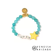 Venessa Arizaga SUPERSTAR 黃色星星手鍊 冰河藍水晶串珠手鍊
