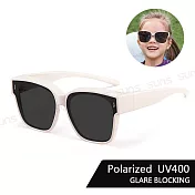 【SUNS】兒童偏光墨鏡/套鏡 高規包覆式眼鏡 硅膠彈性墨鏡 可套鏡 抗UV400+抗藍光 S259 奶油白