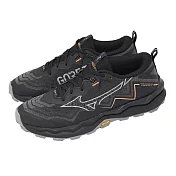 Mizuno 美津濃 越野跑鞋 Wave Daichi 9 GTX 男鞋 黑 防水 黃金大底 J1GK2556-32 23cm BLACK/GREY-ORANGE