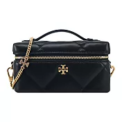 TORY BURCH KIRA 鑽石菱格紋吊墜化妝盒包- 黑