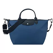 LONGCHAMP LE PLIAGE ENERGY系列再生尼龍短把手提/斜背兩用包(大) 墨水藍
