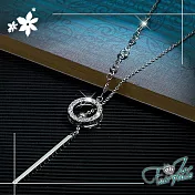 【伊飾童話】單環碎鑽 氣質甜美鈦鋼流蘇伸縮長鍊/顏色可選 白金