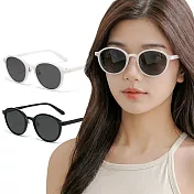 【ALEGANT】城市時尚TR90圓框寶麗來偏光墨鏡/UV400太陽眼鏡 落雪白