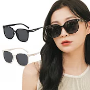 【ALEGANT】復古時尚TR90方框寶麗來偏光墨鏡/UV400太陽眼鏡 深序黑