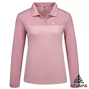 【ATUNAS 歐都納】女款循環長袖排汗POLO衫/大尺碼A6PS2565WC- S 霧粉