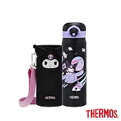 【THERMOS膳魔師】保溫瓶500ml(JNR-500FKU-BK)_酷洛米 (內附造型絨毛背帶)