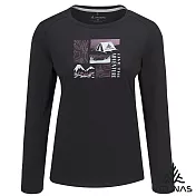 【ATUNAS 歐都納】女款循環長袖排汗T恤/圖T/大尺碼A6TS2537WC- S 黑