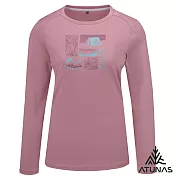【ATUNAS 歐都納】女款循環長袖排汗T恤/圖T/大尺碼A6TS2537WC- M 霧粉