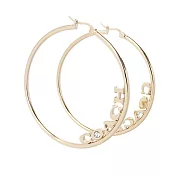 COACH Logo 標誌及水鑽中型圓弧針式耳環 (金色)