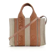 Chloe Woody tote bag 新款帆布兩用小號托特包- 灰褐色