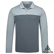 【ATUNAS 歐都納】男款循環長袖排汗POLO衫/大尺碼A6PS2564MC- M 深灰