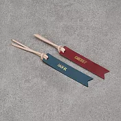 Be Two 手工皮件 ∣ 長條書籤 真皮書籤  1入×湖水藍正楷與 1入×紅色正楷