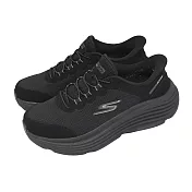 Skechers 慢跑鞋 Max Cushioning Slip-Ins 寬楦 女鞋 黑灰 厚底 129474WBBK 23cm BLACK
