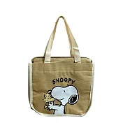 SNOOPY 史努比【 史努比擁抱史塔克】拉鍊式保冷手提袋（便當/飲料兩用）