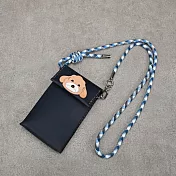 Be Two 手工皮件 ∣ 真皮側背包  藍色牛皮手機袋﹢貴賓狗頭