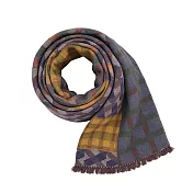 ISSEY MIYAKE 三宅一生 PLEATS PLEASE系列 幾何圖案羊毛圍巾(多色選)- 藍咖色