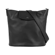 LONGCHAMP Le Pliage Xtra 小牛皮釦式水桶包/肩背包 (黑色)
