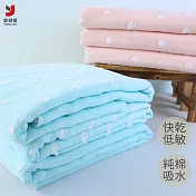 【雲御織】MIT台灣製 復古甜美 波點 紗布 提花 浴巾 薄款 吸水 快乾 低敏 藍色