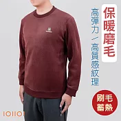 IOIIOI 長袖保暖圓領衫 內磨毛T恤 高彈力 蓄熱保暖 25923350  M 紅色