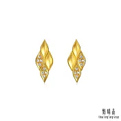 【點睛品】YuYu系列 菱形波光 鑽石黃金耳環 (一對)